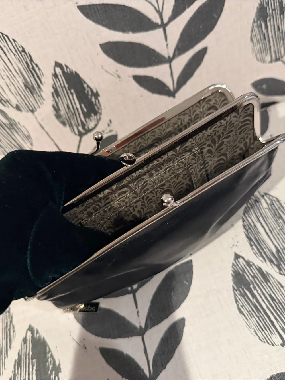 HOBO Millie Clutch Wallet - Black Crinkle Leather With Bottom Zipper